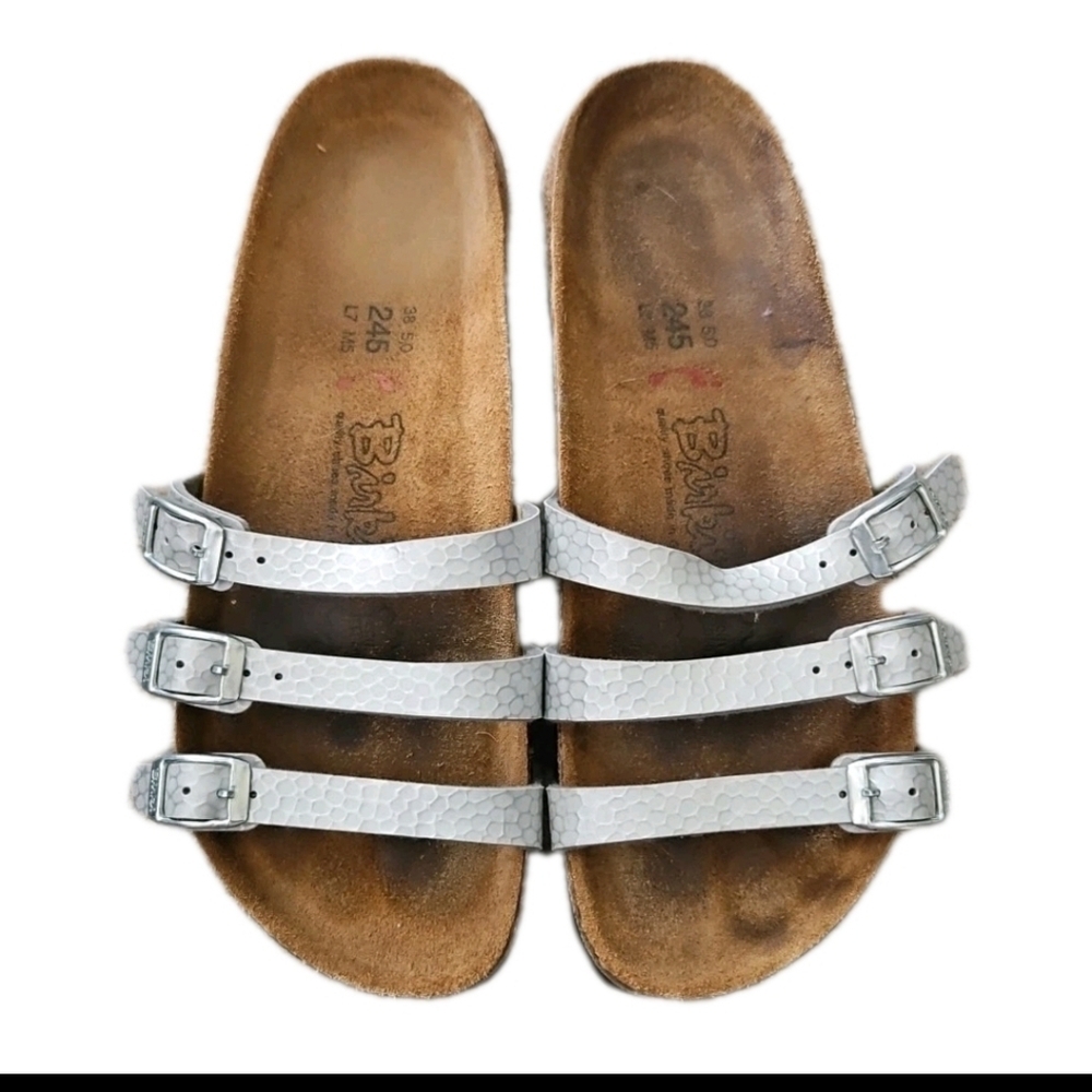 Birkenstock-Style Women's Triple Strap Sandals in Silver